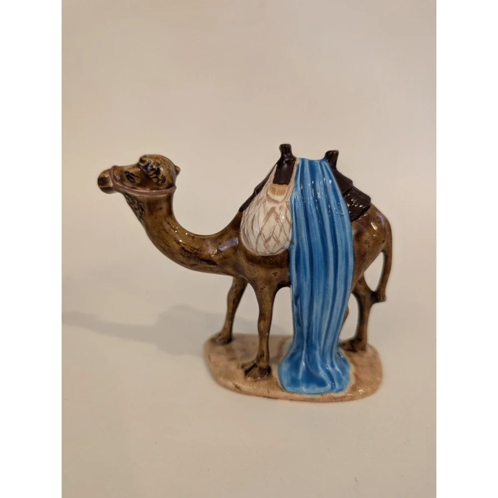 Vtg Hand Painted Ceramic Nativity Camel Figurine Set Holland Mold Style 4